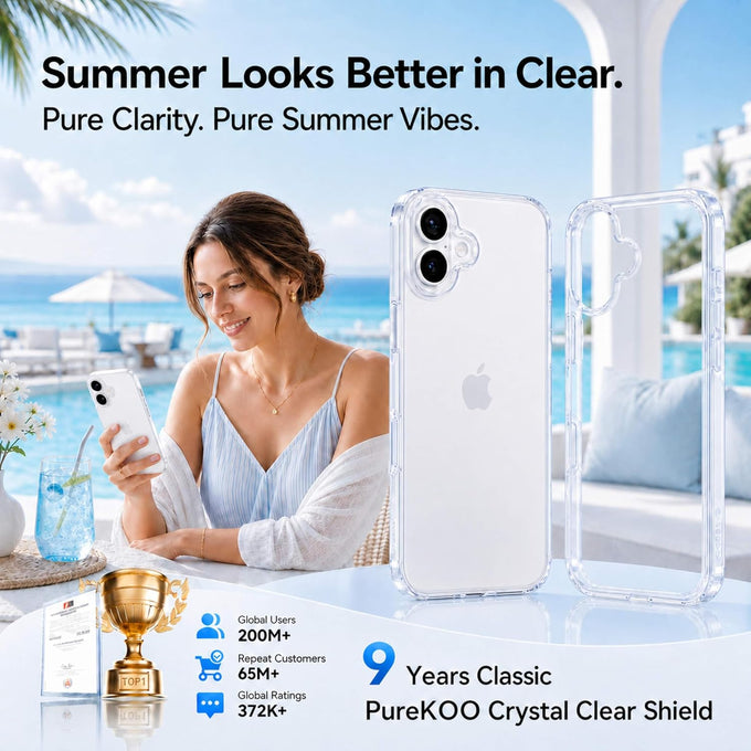 CASEKOO for iPhone 17 Case Smooth Crystal Clear, Patented Anti-Yellow, Slim