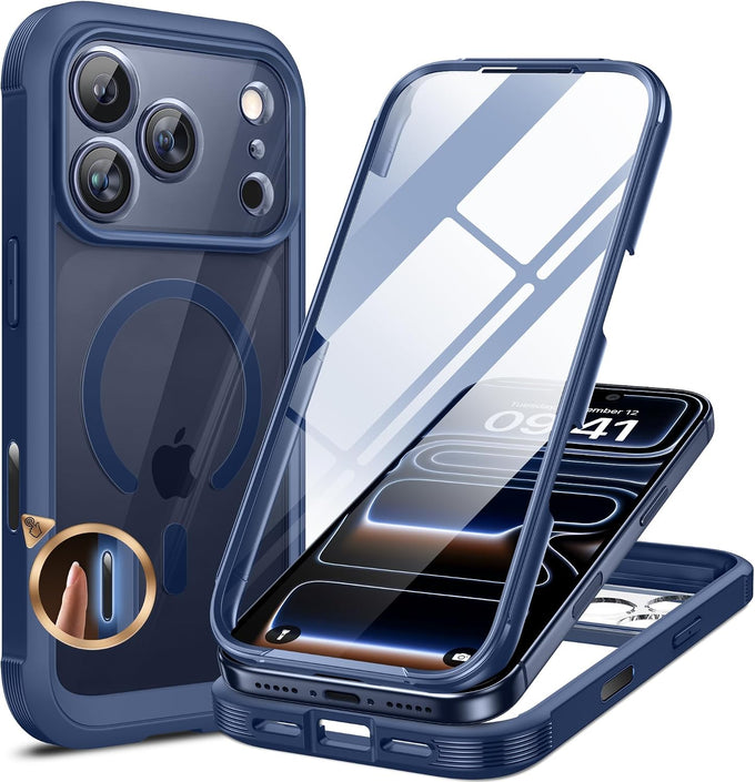 miracase for iPhone 17e Case & iPhone 16e Case, Full-Body Phone with Built-in Glass Screen Protector, [Magnetic with MagSafe] Military Drop Proof 17 E/ 16 E Cover Bumper 6.1 inch, Black