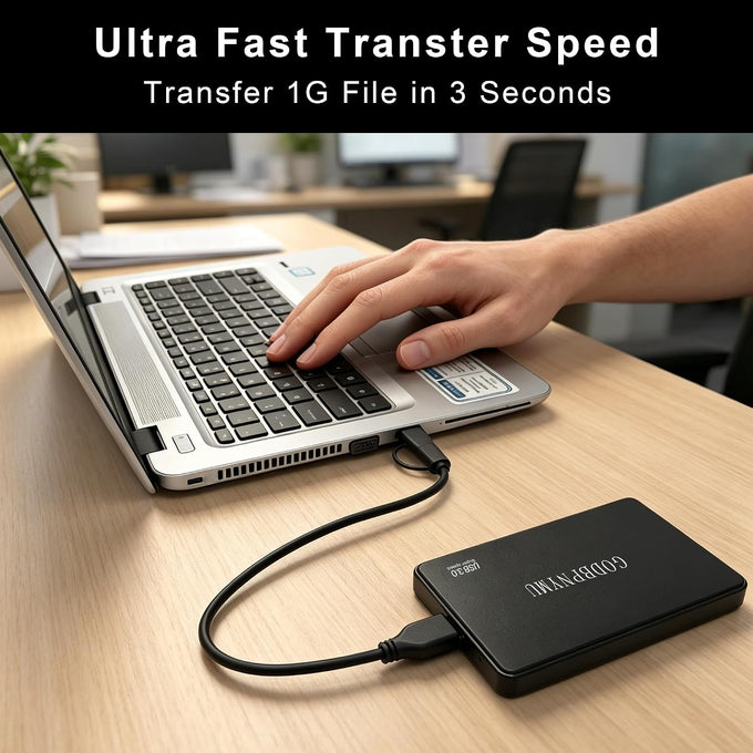 500GB External Hard Drive,Compact Portable Hard,USB 3.0/USB C