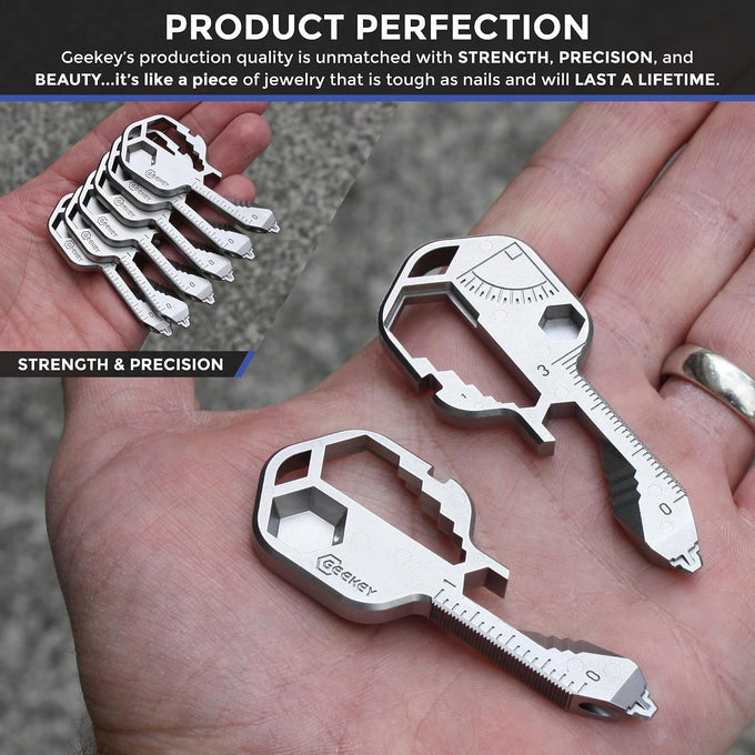 Geekey Keychain Multitool – Key Tool with 16+ Functions | Bottle Opener