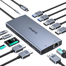 USB C Docking Station Dual Monitor Laptop Docking Station 2 HDMI 4K DP 8K