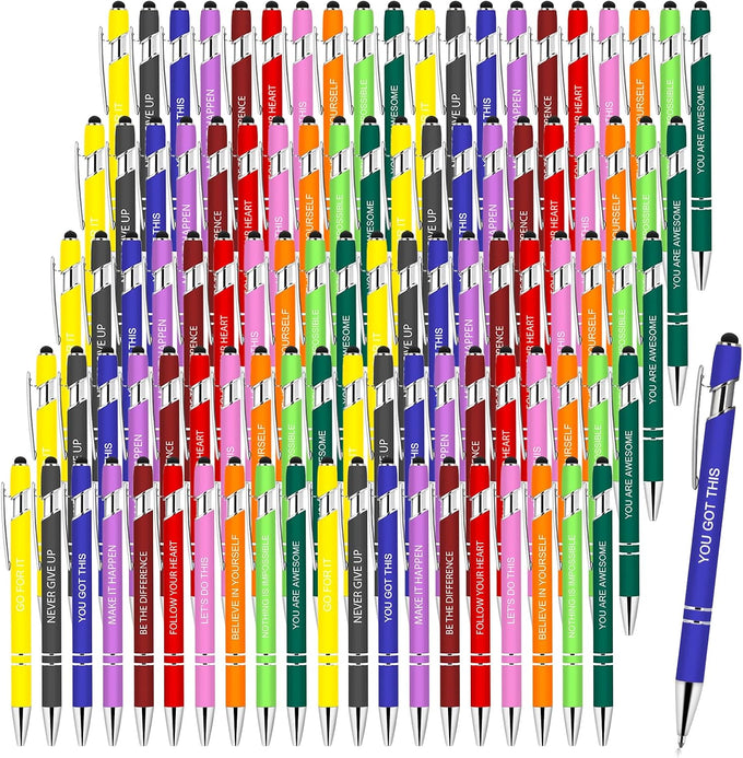 10 PCS Inspirational Pens Bulk with Stylus Tip Gifts Black Ink