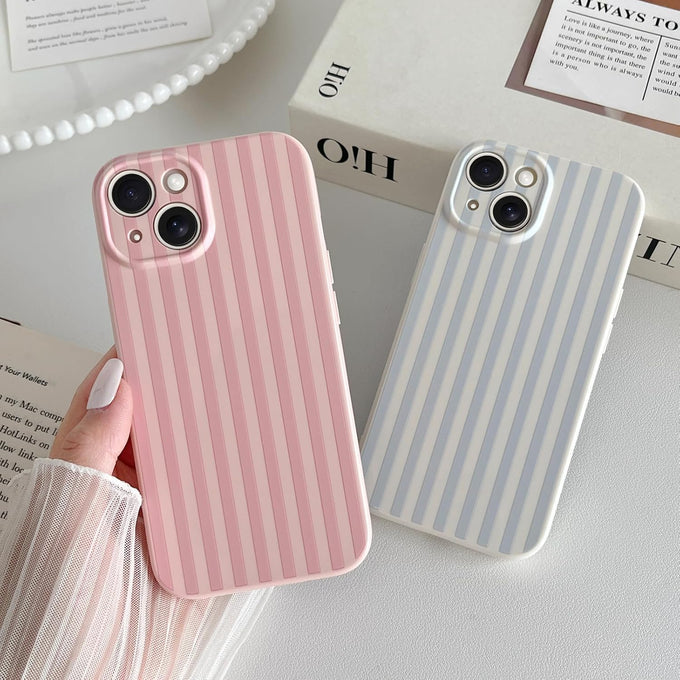 Skyseaco for iPhone 14 Case Cute Aesthetic Striped Phone Case for Women Girl Trendy Soft TPU Slim Shockproof Full Camera Protection Cover, Blue and White