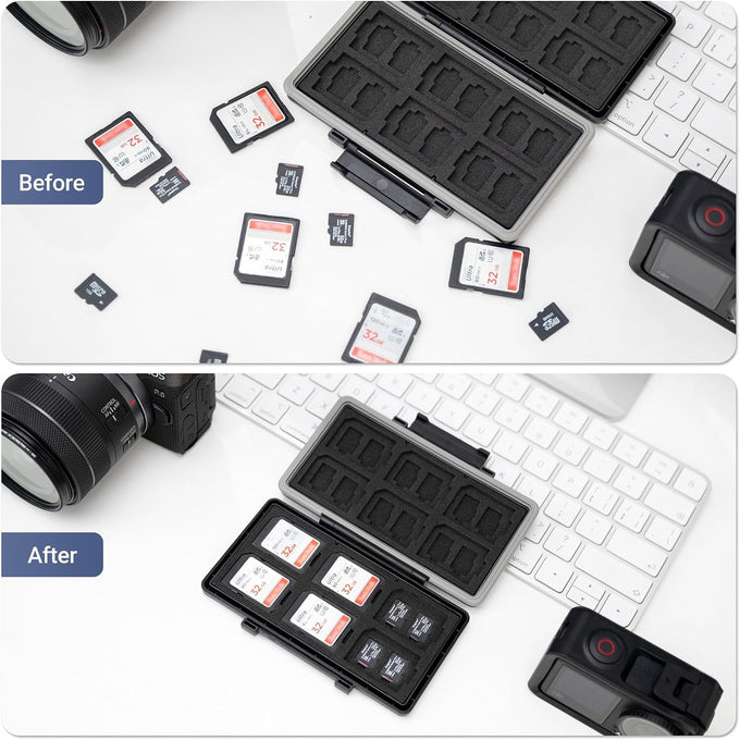 36 Slots Memory Card Case Water-Resistant Anti-Shock Memory Card Wallet for 24 Micro SD SDXC SDHC TF Cards and 12 SD SDXC SDHC Cards