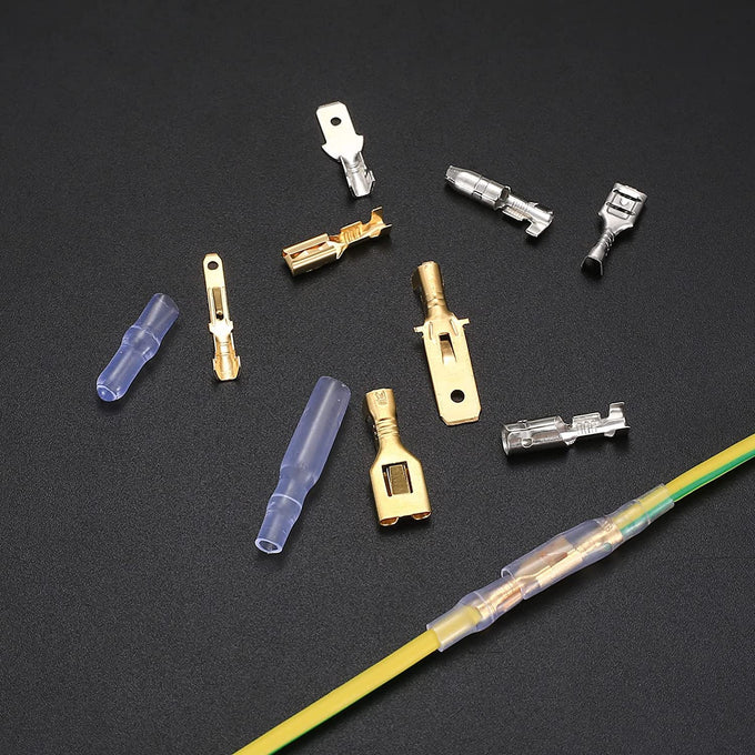 150 Pcs 2.8/4.8/6.3mm Quick Splice Male and Female Wire Spade Connectors, Wire Crimp Terminal Block Assortment Kit with Insulating Sleeve, for Electrical Wiring Car Audio Speaker Connectors