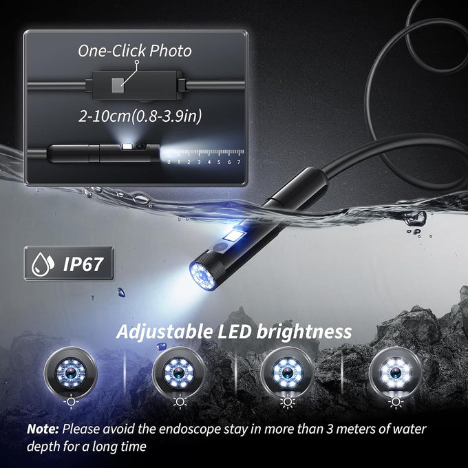 Endoscope Camera with Light, 1920P HD Borescope with 8 Lights (Dual Lens)