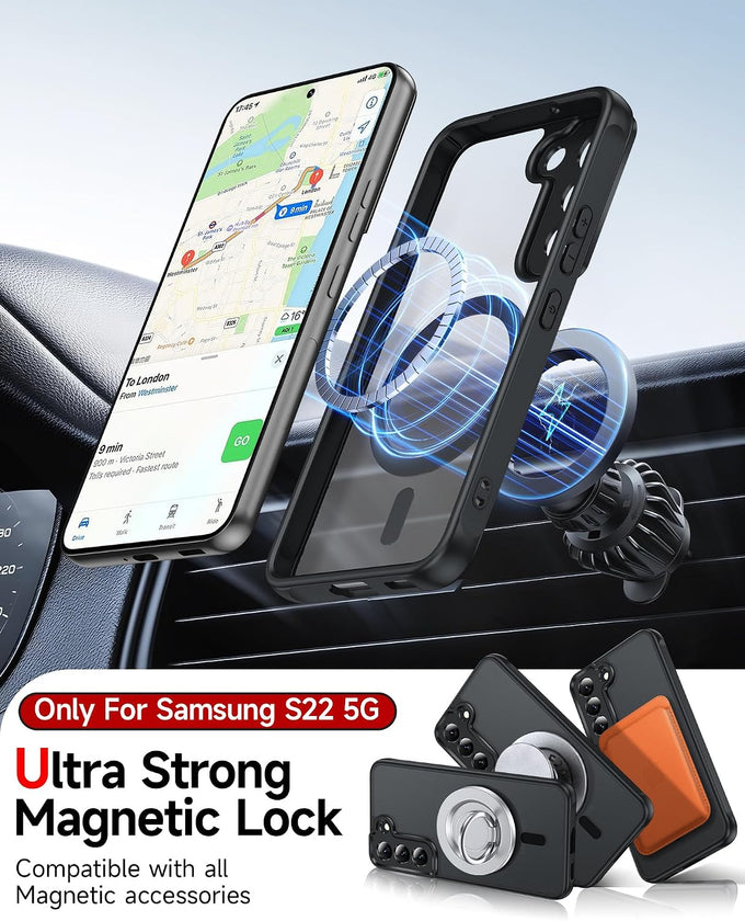 LeYi for Samsung-Galaxy-S22 Case [MagSafe Fit] Slim Translucent, Black