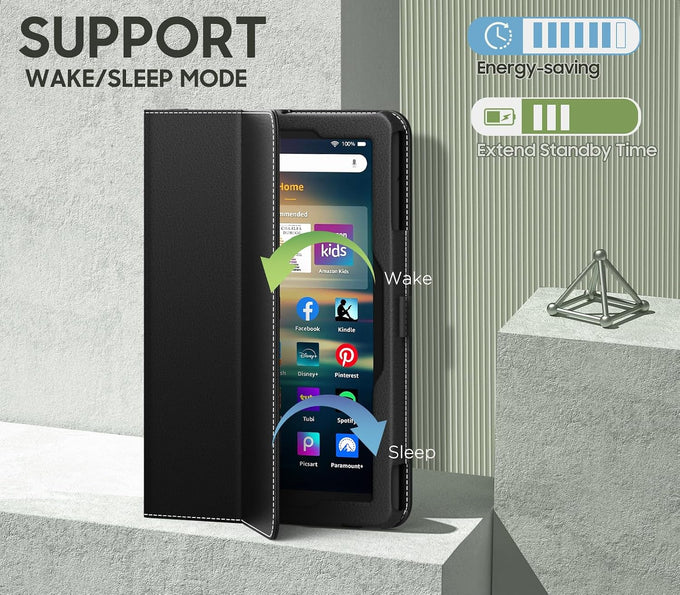 MoKo Case Fits Amazon Kindle Fire HD 8 & 8 Plus Tablet 8", Black