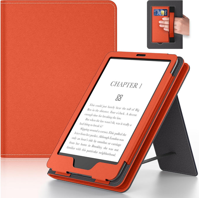 6in Tablet Case with Stand and Hand Strap,Incompatible with Old Version, Durable Synthetic Leather Cover with Auto Sleep Wake, Dark Blue