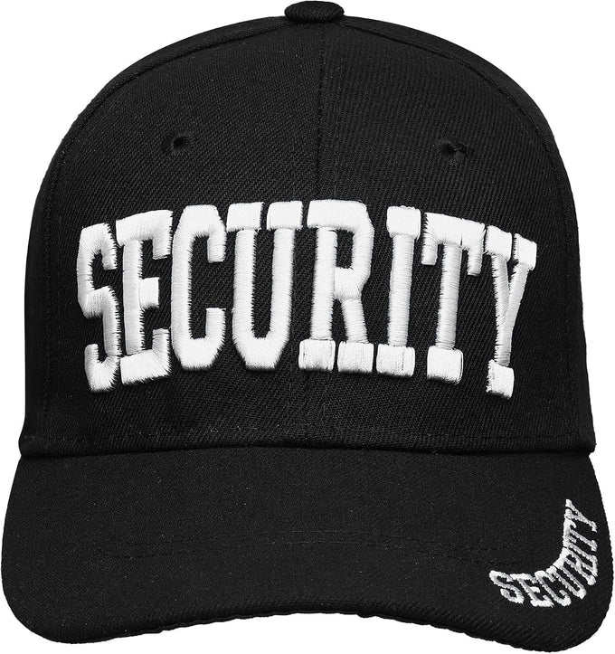Falari Security Hat Baseball Cap - Gold or White Embroidery Security Front, Bill & Back - Adjustable Size