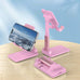 Cell Phone Stand, Adjustable Angle and Height Cell Phone Holder for Desk, Foldable and Portable, Anti-Slip Silicone Pad, Compatible with All Mobile Phones and 4-8 Inch Devices, Pink