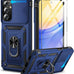 BaHaHoues for Samsung Galaxy A15 5G Case with Screen Protector & Slide Camera Lens Cover,Built-in 360°Rotate Magnetic Ring Stand Shockproof Protective Phone Case for Samsung A15 5G Case (Blue)