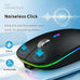 Uiosmuph LED Wireless Mouse, G12 Slim Rechargeable Silent Mouse Matte Black