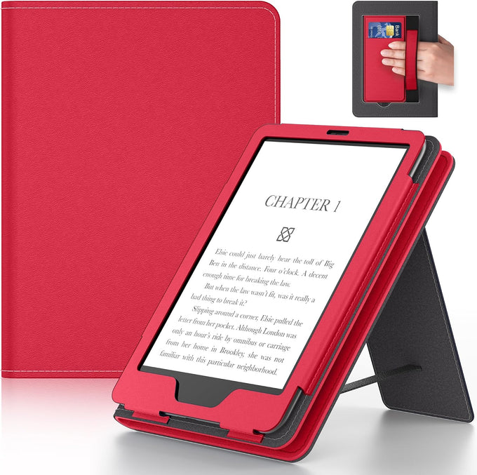 6in Tablet Case with Stand and Hand Strap,Incompatible with Old Version, Durable Synthetic Leather Cover with Auto Sleep Wake, Dark Blue