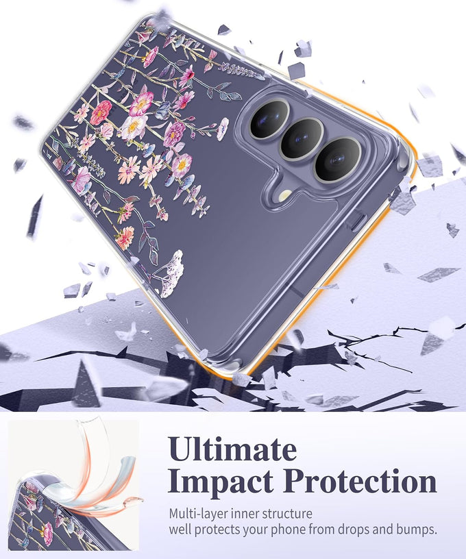 GVIEWIN for Samsung Galaxy S26 Case Floral Clear Slim Non-Yellowing