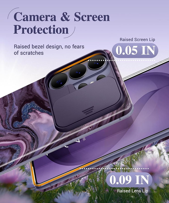 GVIEWIN for Samsung Galaxy S26 Ultra Case with Slide Camera Cover Marble