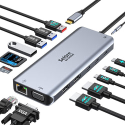 Selore USB C Docking Station Dual Monitor, 14-in-1 Laptop Docking Station