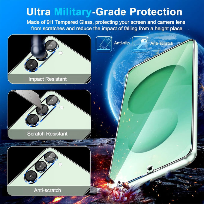 firtstnow 3 Pack for Samsung Galaxy S25 Plus Screen Protector Tempered Glass + 3 Pack Camera Lens Protector, Military Grade Shatterproof, 9H Hardness, Fingerprint Unlock, Case Friendly 6.7 Inch
