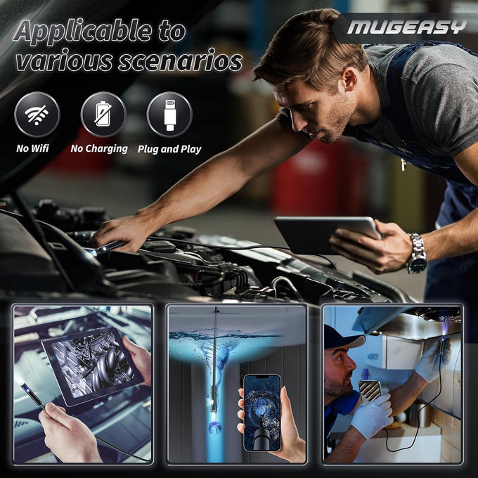 Endoscope Camera with Light, 1920P HD Borescope with 8 Lights (Dual Lens)