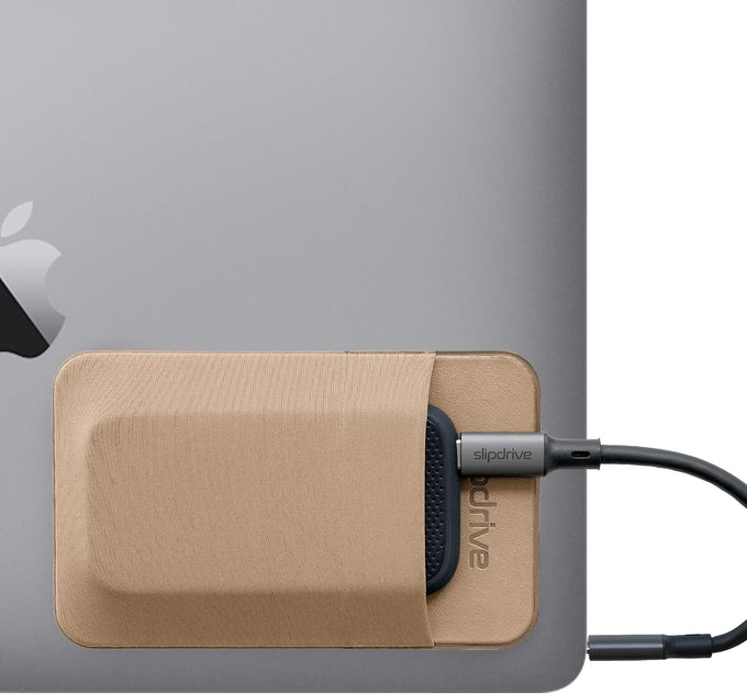 Slipdrive - Portable Hard Drive Sleeve for Laptop - SSD Solid State Drive - Reusable Adhesive - Stick on External Hard Drive Carrying Case - Pocket Pouch (Small, Black)
