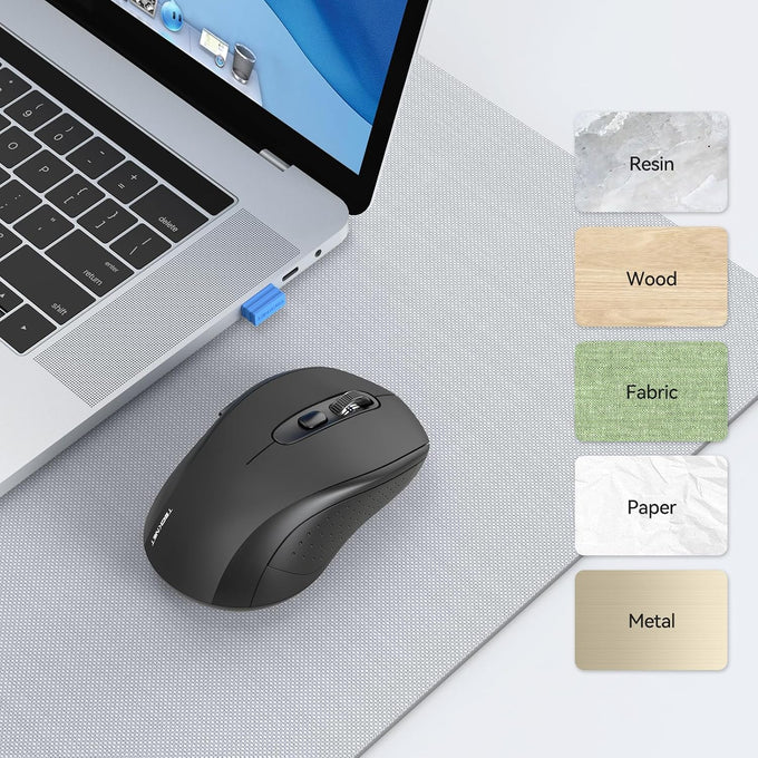 TECKNET Bluetooth Mouse, 4000DPI Wireless Mouse Bluetooth for Laptop 2-in-1(BT 5.0/3.0+2.4Ghz) Computer Mouse, Portable PC Mouse Wireless with USB Receiver for Mac, Compatible with MacBook Chromebook