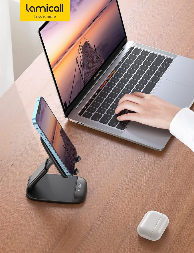 Lamicall Cell Phone Stand for Desk, Height Angle Adjustable Phone Holder