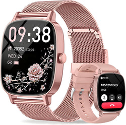 Smart Watch for Women, Answer/Make Call,1.85'' Ultra-Clear Screen Fitness Tracker with Heart Rate/Sleep/SpO2 Monitor,Smartwatch for iPhone/Samsung/Android,120+ Sport Modes,IP68 Waterproof with 2 Bands