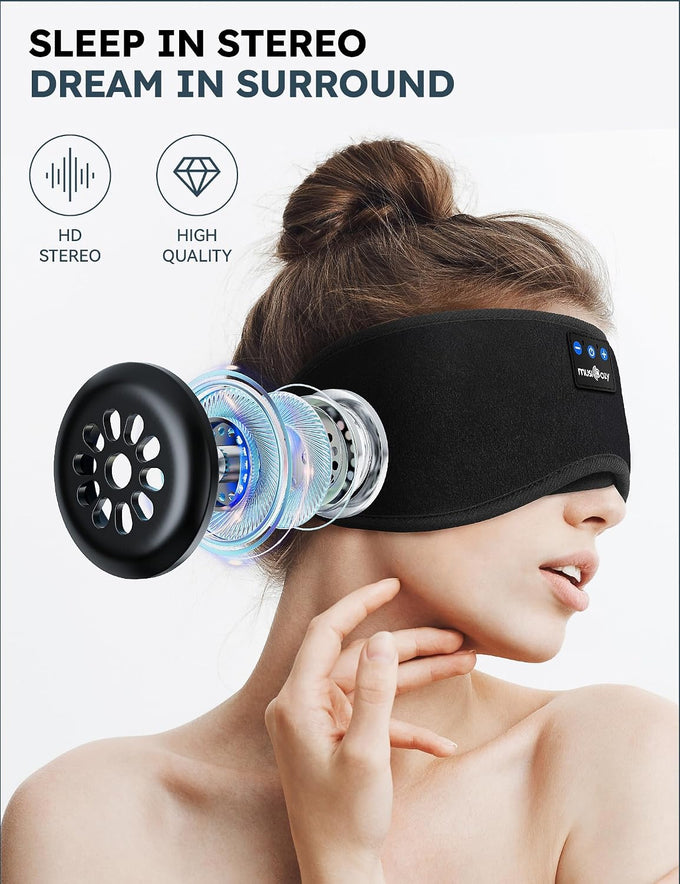 MUSICOZY Bluetooth 5.4 Sleep Headphones Sleeping Eye Mask Earbuds Headband