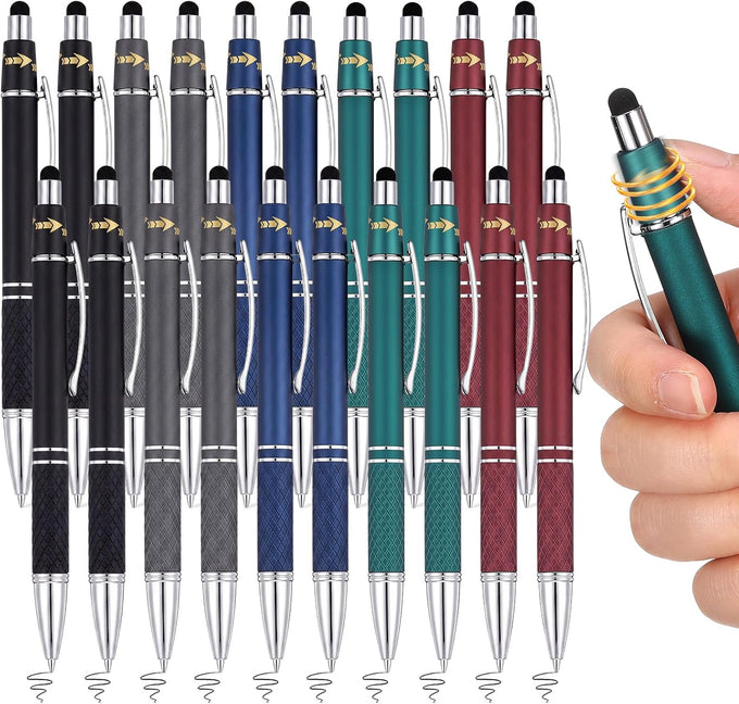 10 Pcs Basic Fidget Pen, Multicolor 2-in-1 Stylus Ballpoint Pen