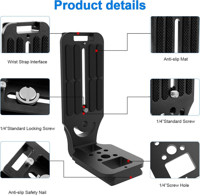 (Real Single One) DSLR Camera L Bracket Quick Release Plate Vertical Horizontal Switching Tripod Compatible with Canon Nikon Sony DJI Ronin Zhiyun Stabilizer Tripod Monopod Can't fit Manfrotto