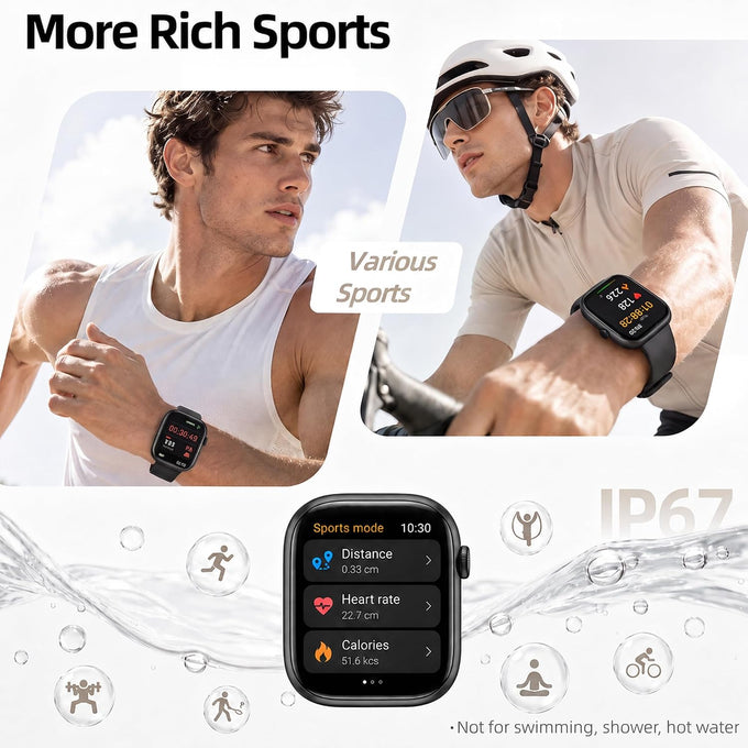 Smart Watch for Women Men, Answer/Make Call, 1.83"HD Touchscreen, 2 Bands