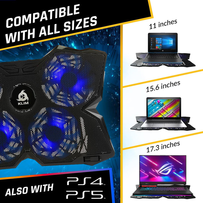 Laptop Cooling Pad with 4 Fans at 1200 RPM - USB Stand for PC and Consoles
