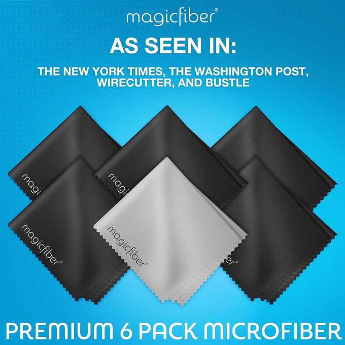 MagicFiber Microfiber Cleaning Cloth, Glasses Cleaner, Eyeglass Wipes, 6pk