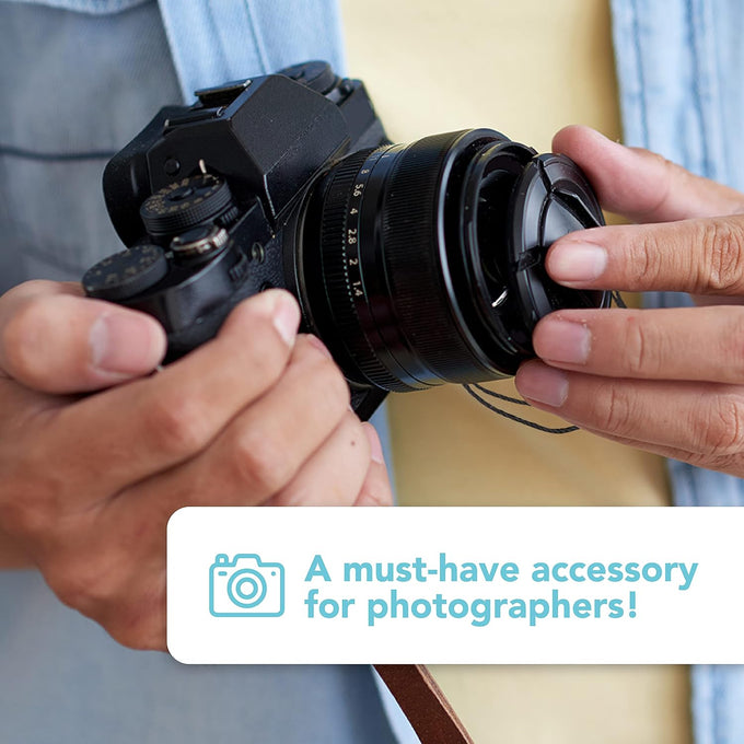 Foto&Tech Camera Lens Cap Leash with Elastic String, Compatible with Universal DSLR SLR Evil Mirrorless Cameras Video (x3)
