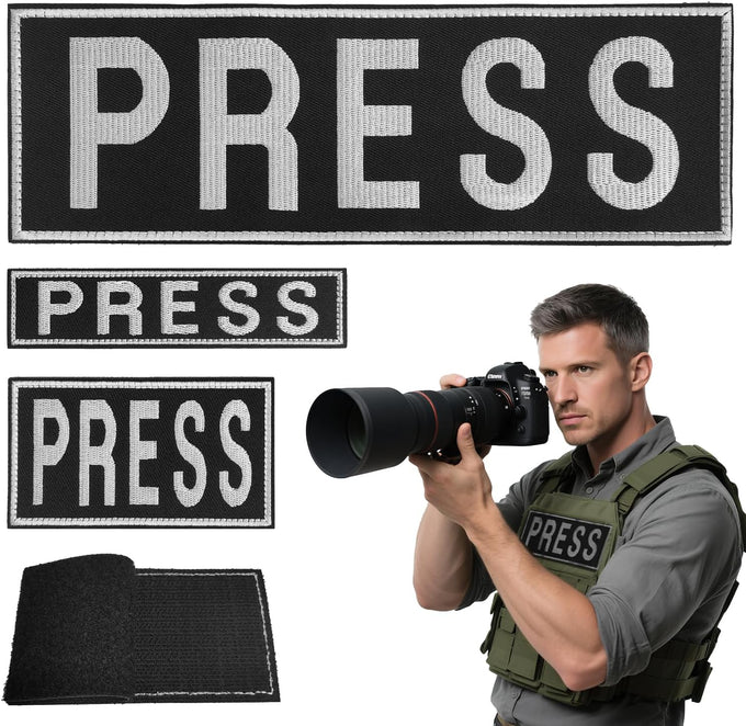 Patches, Press Badge Embroidered Patches for Backpacks, Jackets, Press Vest, Photographer Vest