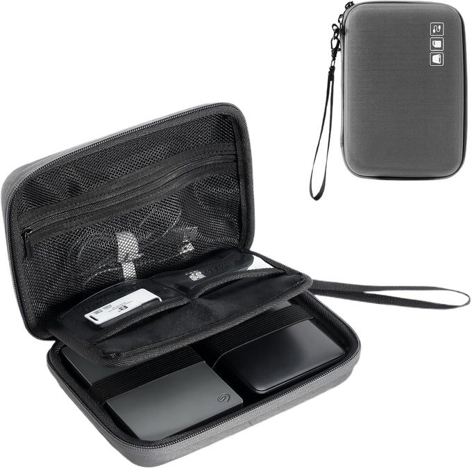 ProCase Hard Drive Case for Canvio Basics Western Digital WD Elements My Passport Seagate Portable Backup Plus Slim 1TB 2TB 3TB 4TB USB 2.5, Portable External Case for 2 Hard Drives -Black