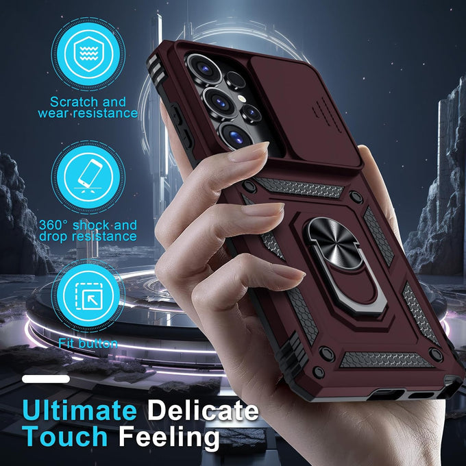 for Samsung Galaxy S26 Ultra Case Built in Slide Camera Cover,Wine Red