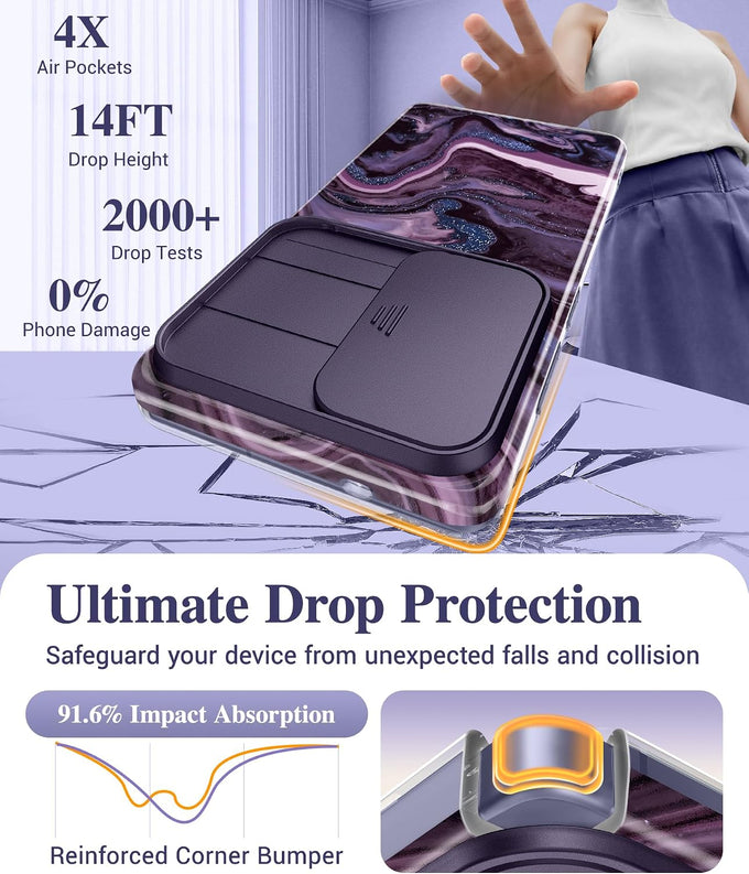 GVIEWIN for Samsung Galaxy S26 Ultra Case with Slide Camera Cover Marble