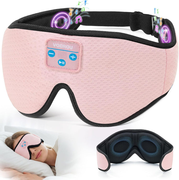 Voerou Sleep Mask Bluetooth 5.4 Headphones, Eye Masks for Sleeping with Ultra-Thin Stereo Speakers, Sleeping Mask Wireless Earbuds for Men Women Sleep, Cool Tech Gadgets for Teen Boys