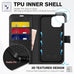 TUCCH Wallet Case for iPhone 13 (6.1") 2021, 3 Card Holders, Black