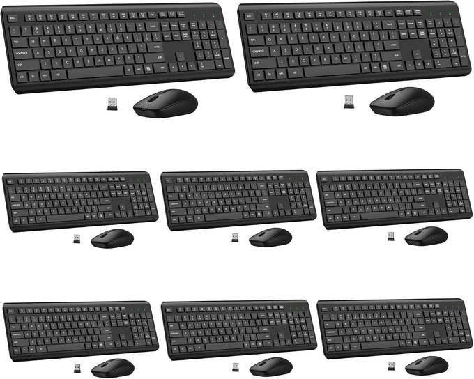 Wireless Keyboard and Mouse Combo, Full Size Silent Ergonomic Keyboard and Mouse, Long Battery Life, Optical Mouse, 2.4G Lag-Free Cordless Mice Keyboard for Computer, Mac, Laptop, PC, Windows