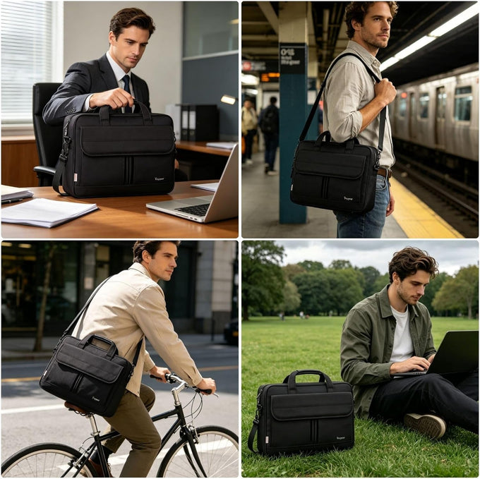 Taygeer Laptop Bag 15.6 Inch, Business Briefcase Gifts for Men Women, Black