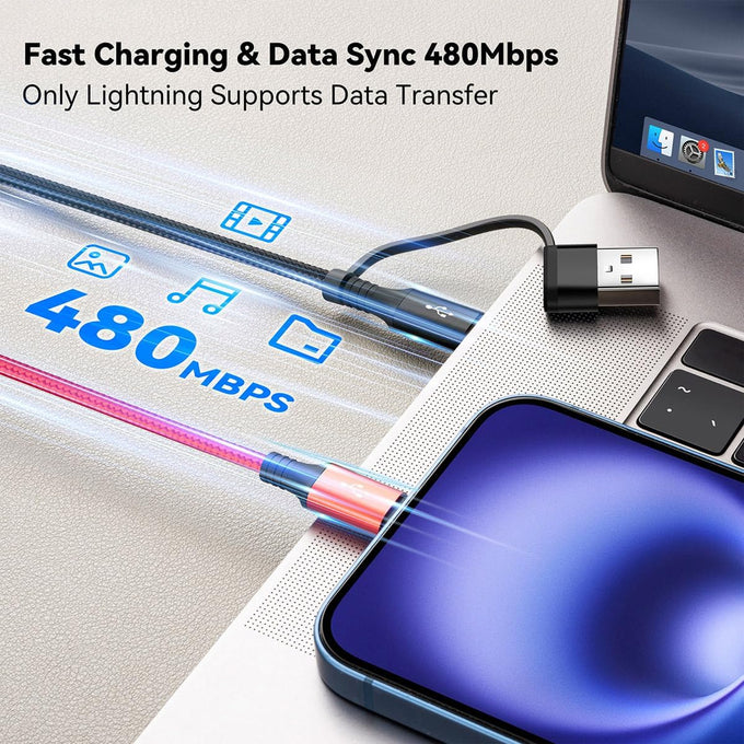 Minlu 6 in 1 Multi Charging Cable, USB A/USB C Charger Cable, 2 Pack 6Ft