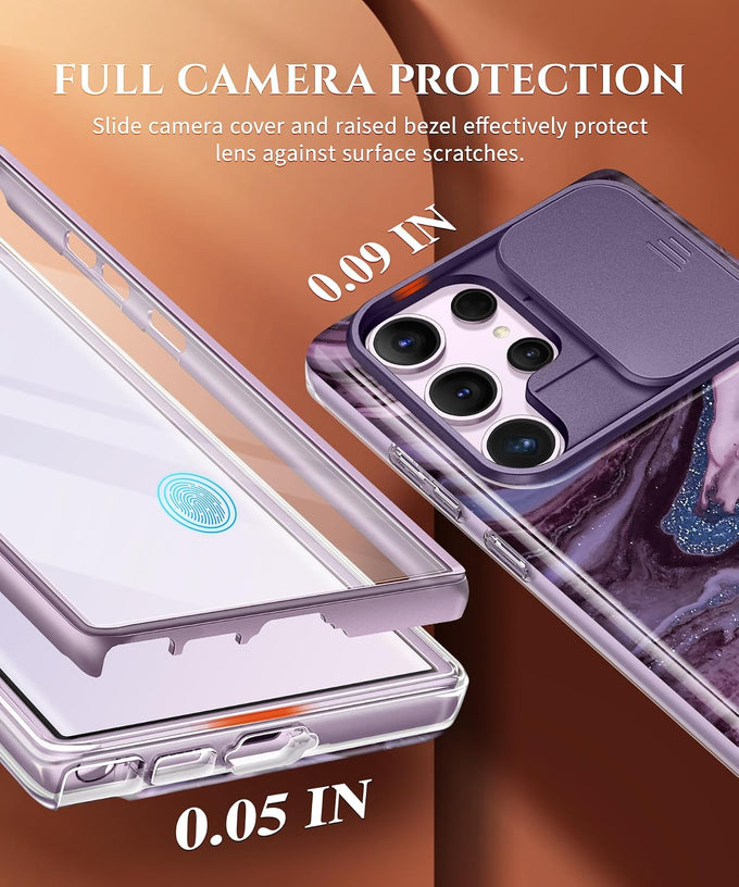 GVIEWIN for Samsung Galaxy S23 Ultra Case Slide Camera Cover 2 Front Frames