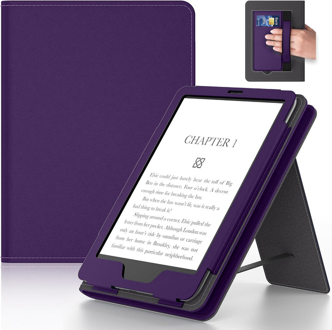 6in Tablet Case with Stand and Hand Strap,Incompatible with Old Version, Durable Synthetic Leather Cover with Auto Sleep Wake, Dark Blue