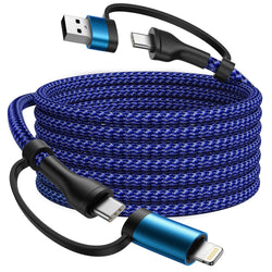 4 in 1 Charging Cable Fast USB C Cable Type C Charger 60W Lightning Cable Adapter USB C to USB C Cable for iPad Charger Fast Multi Charging Cord Fits iPhone 17 16 15/15 Pro/15 Plus/14 Pro Max,6FT