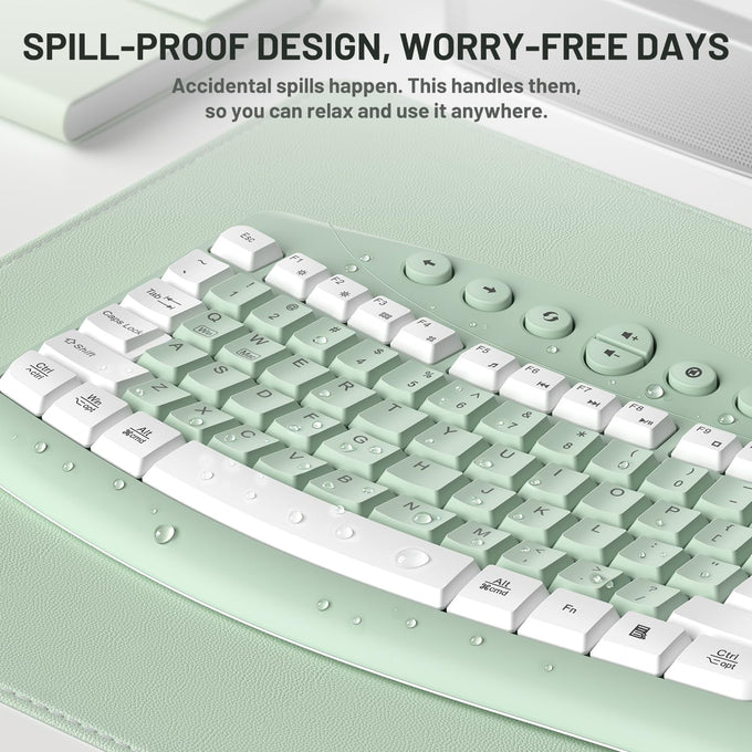 Wireless Keyboard and Mouse Combo Silent Ergonomic Curved Design for Office