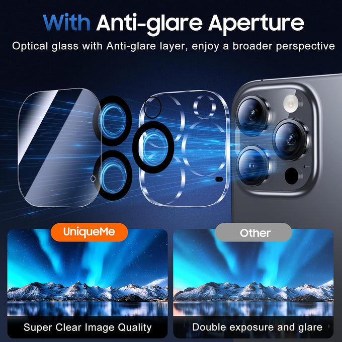 UniqueMe for 3 Pack iPhone 16 Pro/iPhone 16 Pro Max Camera Lens Protector