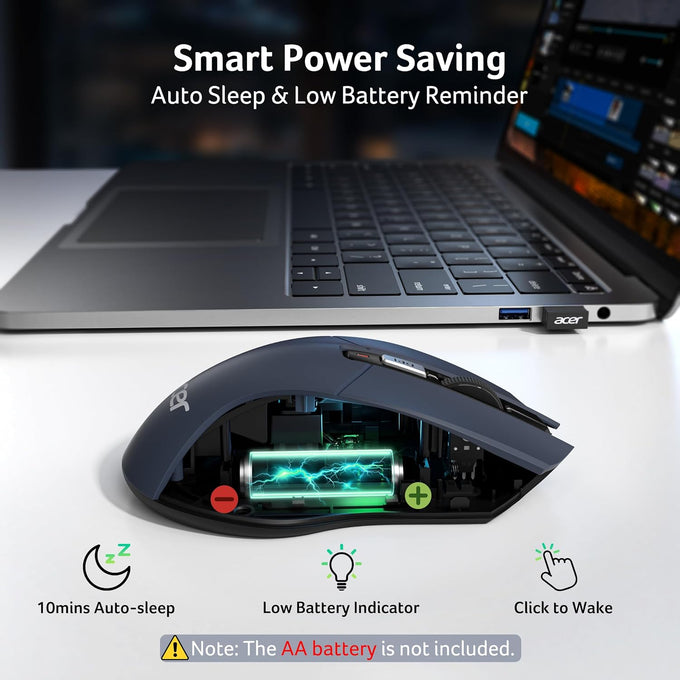 Acer Wireless Mouse for Laptop, 2.4GHz Computer Mouse 5 Adjustable 4000 DPI