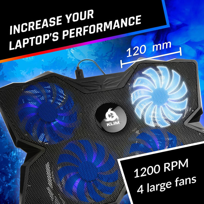Laptop Cooling Pad with 4 Fans at 1200 RPM - USB Stand for PC and Consoles